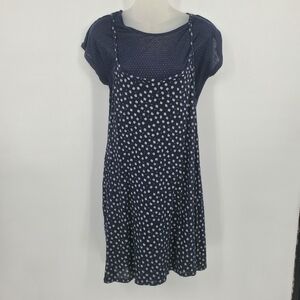 ♧♧ Vintage 90's California Gold Rush Floral Babydoll Dress Size Large Blue White